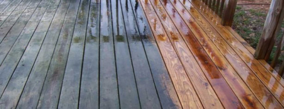 Hydro Clean Wooden Deck Cleaning In Progress 400